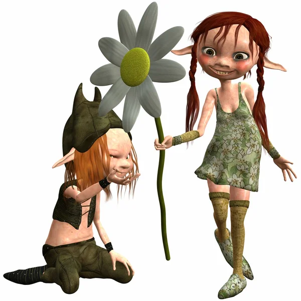 Little Female and Male Troll — Stock Photo, Image