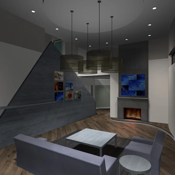 Modern House-Living room — Stock Photo, Image
