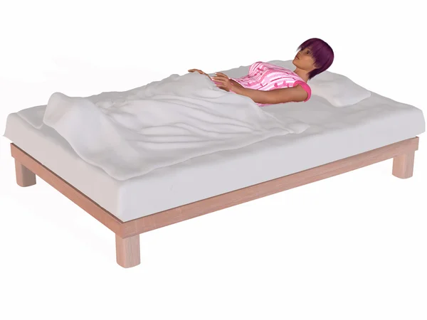 就寝はベッドの上の美しい女性 — ストック写真