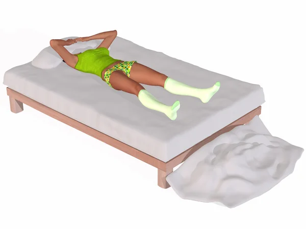 취침-침대에 아름 다운 여자 — 스톡 사진
