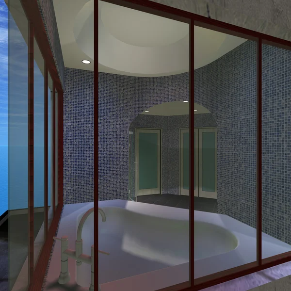 Современный дом-хозяйская ванная — стоковое фото