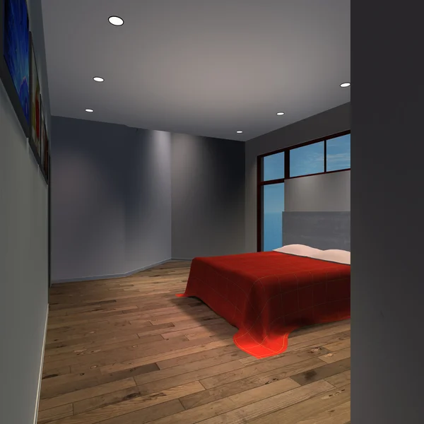 Modern house yatak — Stok fotoğraf