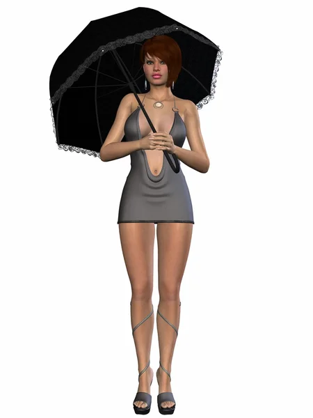 雨天-伞与美容 — 图库照片