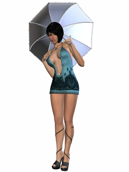 Regentag - Schönheit mit Regenschirm — Stockfoto