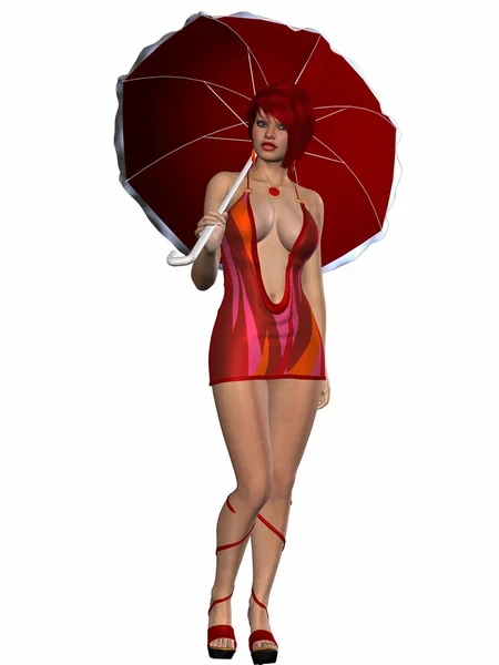 Deštivý den - krása s deštníkem — Stock fotografie