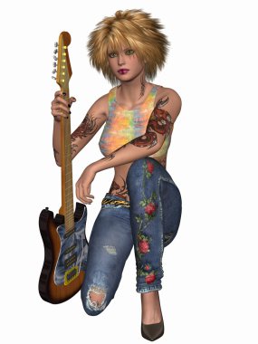 Popstar with Guitar clipart