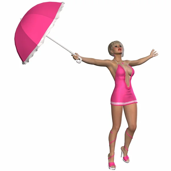 Dia chuvoso - Beleza com guarda-chuva — Fotografia de Stock
