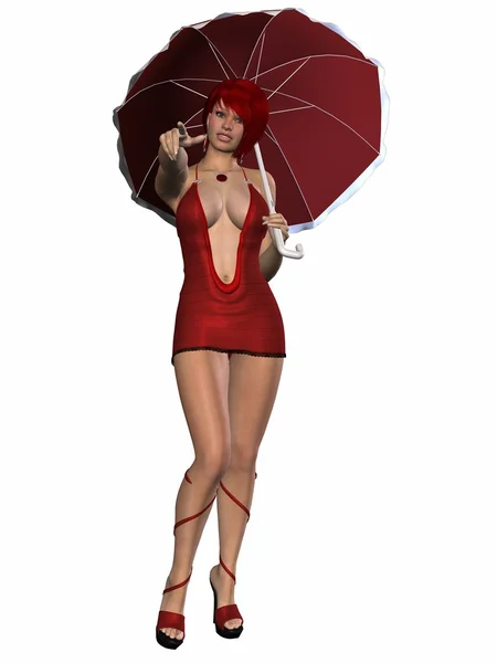 Rainy Day - Beauty with Umbrella — Stock Photo, Image