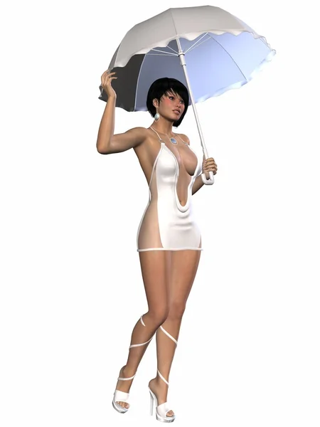 Giornata della pioggia - Bellezza con ombrello — Foto Stock