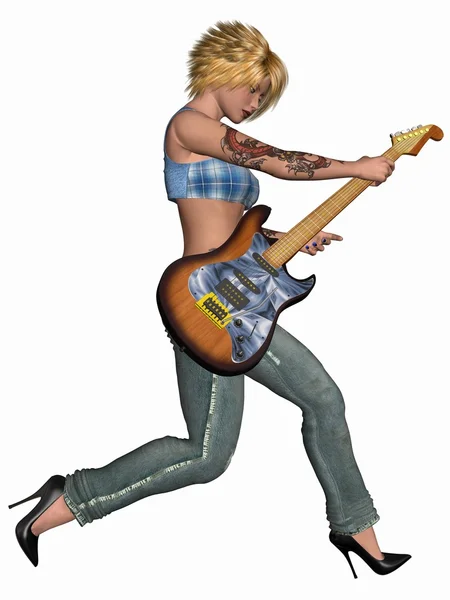 Popstar com guitarra — Fotografia de Stock