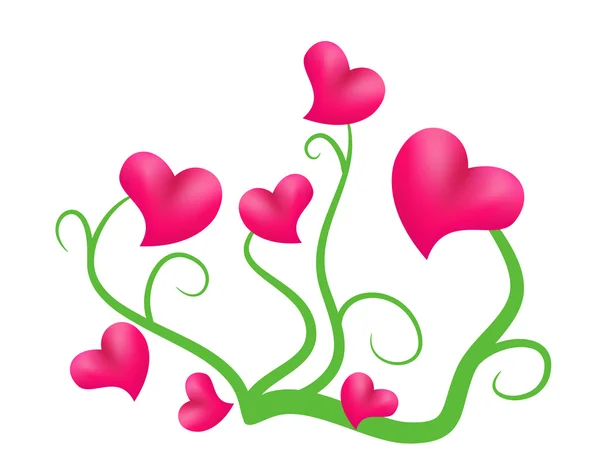 Flowering hearts — Stock Vector