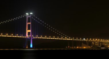 Tsing ma bridge at night, Hong Kong clipart