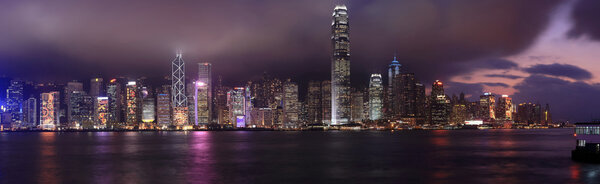 Hong Kong at night panorama