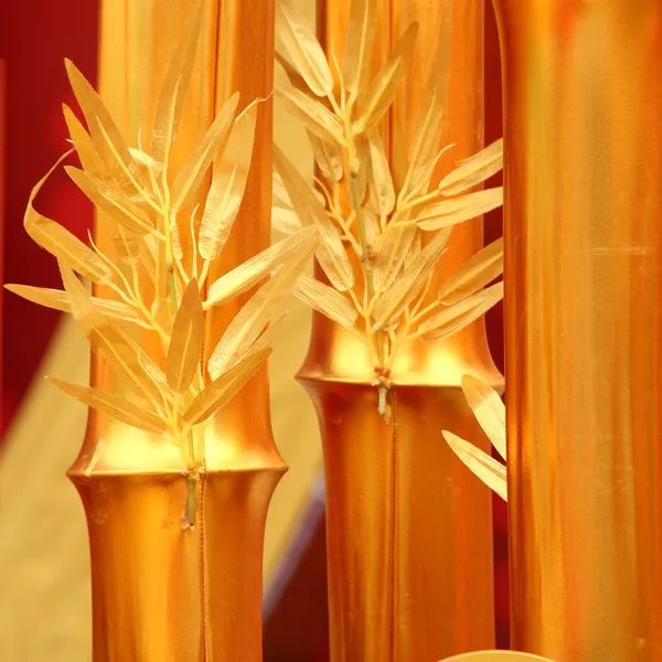 Chinese new year scene, man-made golden bamboo — Stock Photo, Image