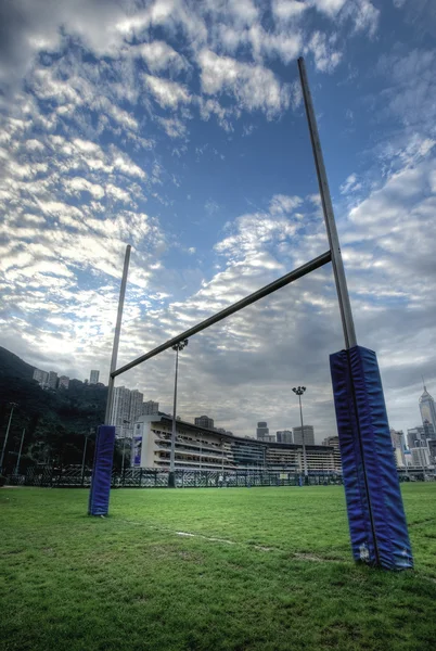 Rugby goalposts in HDR — Stock Photo, Image