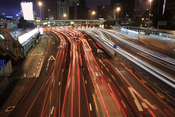 Traffic jam in Hong Kong at night — Stock Photo, Image