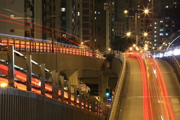 在晚上香港高速公路系统 — 图库照片