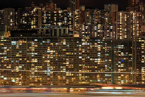 Gece, hong-kong, apartman bloğu — Stok fotoğraf
