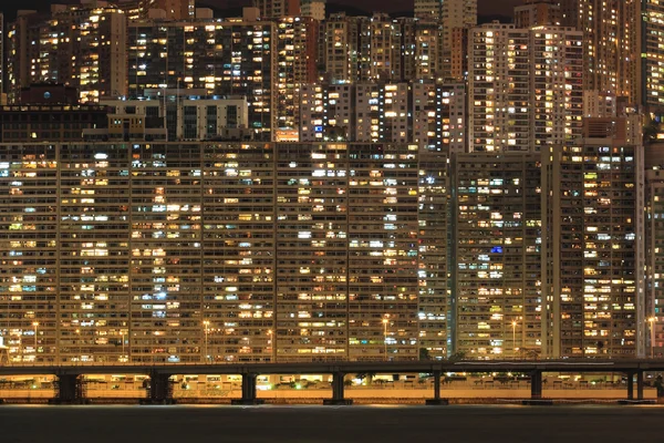 Apartamento bloque en la noche, Hong, Kong —  Fotos de Stock