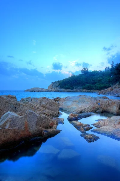 Zonsondergang tijd op de kust, in cheung chau, ho — Stockfoto