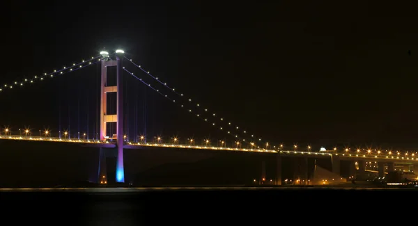Tsing ma-bron på natten, hong kong — Stockfoto