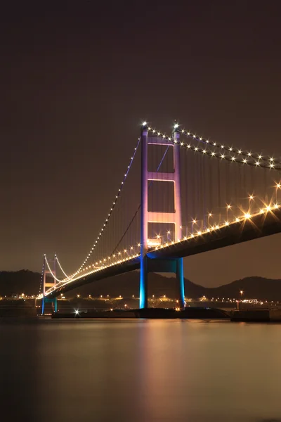 Pont Tsing Ma vue de nuit — Photo
