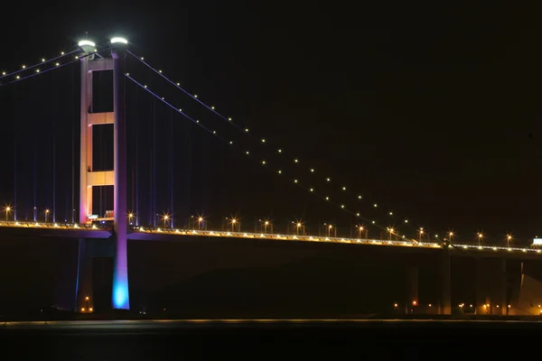 Tsing ma bridge nocą, hong kong — Zdjęcie stockowe