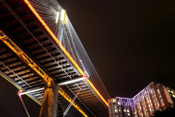 Ponte Ting Kau à noite, Hong Kong — Fotografia de Stock