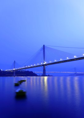 Bridge at night, in Hong Kong clipart