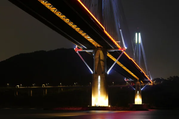 Ting kau bridge nocą, w hong Kongu — Zdjęcie stockowe