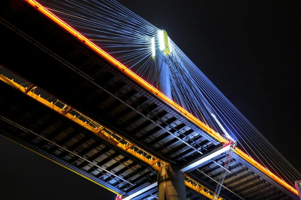 香港之夜，汀九桥 — 图库照片