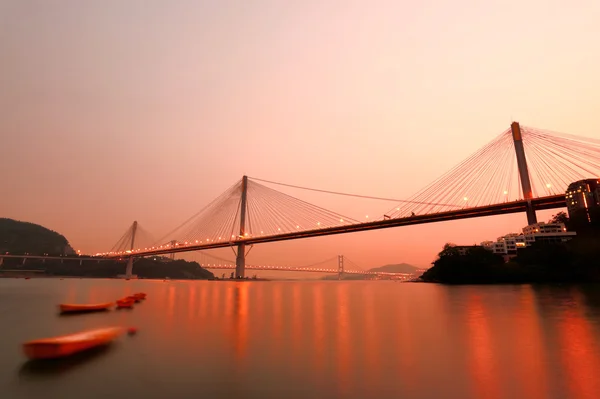 stock image Hong Kong night, Ting Kau Bridge