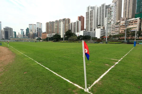 Flag in rugby court — Stock Photo, Image