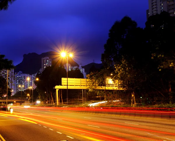 Highway Light Trails in Hongkong — Stockfoto