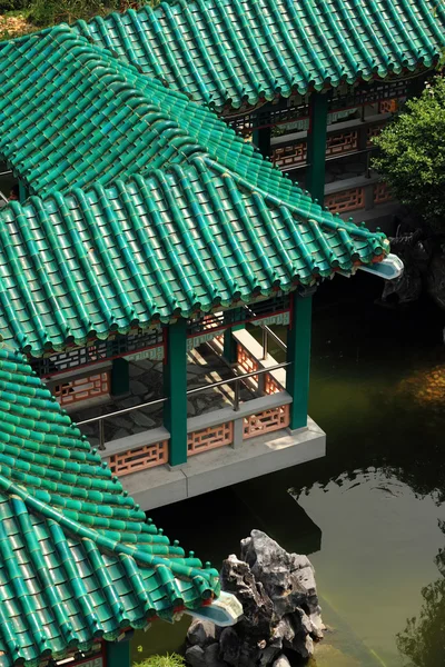 Korytarz dachu budynku chiński — Zdjęcie stockowe