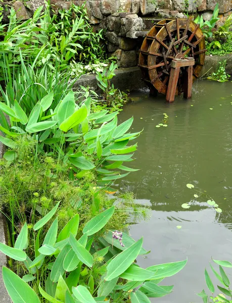 Pool with water wheel — Stock Photo, Image
