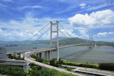 Tsing ma bridge in Hong Kong clipart