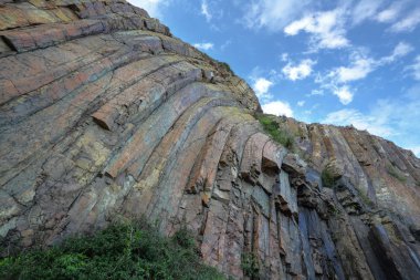 Hong Kong geopark, natural hexagonal column mural clipart