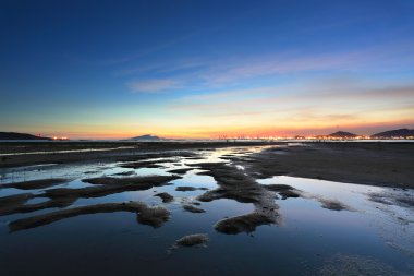 Beach and sea sunset