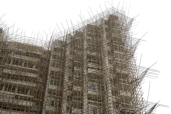 Rusztowania bambusowe na placu budowy — Zdjęcie stockowe