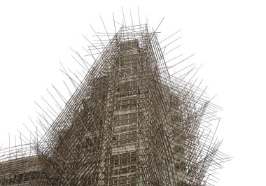 Bamboo scaffolding in construction site clipart