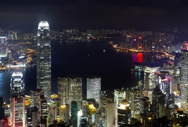Hongkong by om natten – stockfoto
