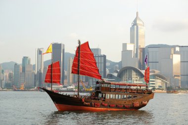 Junk boat in Hong kong clipart