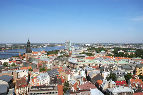 Kind to Riga (old city) from a tower of church of Peter