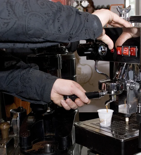 The automatic device of manufacturing of coffee — Stock Photo, Image