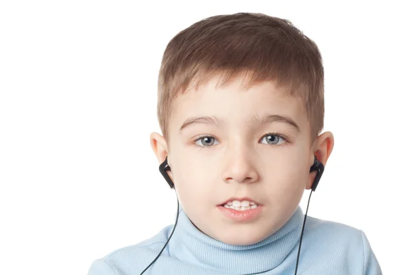 Boy in earphones — Stock Photo, Image