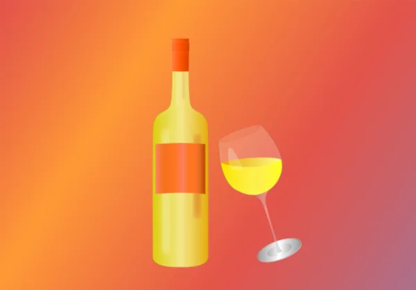 Weißweinflasche und Glas — Stockvektor