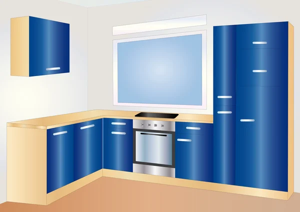 Cozinha azul — Fotografia de Stock