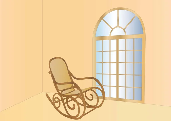 Качающее кресло и окно — стоковое фото