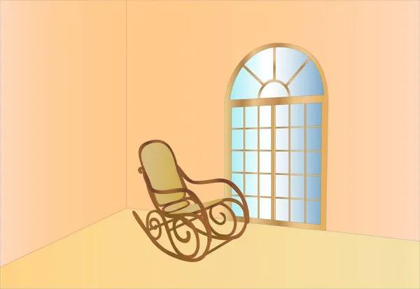 Sedia a dondolo e finestra (sfondo su strato separato  ) — Vettoriale Stock